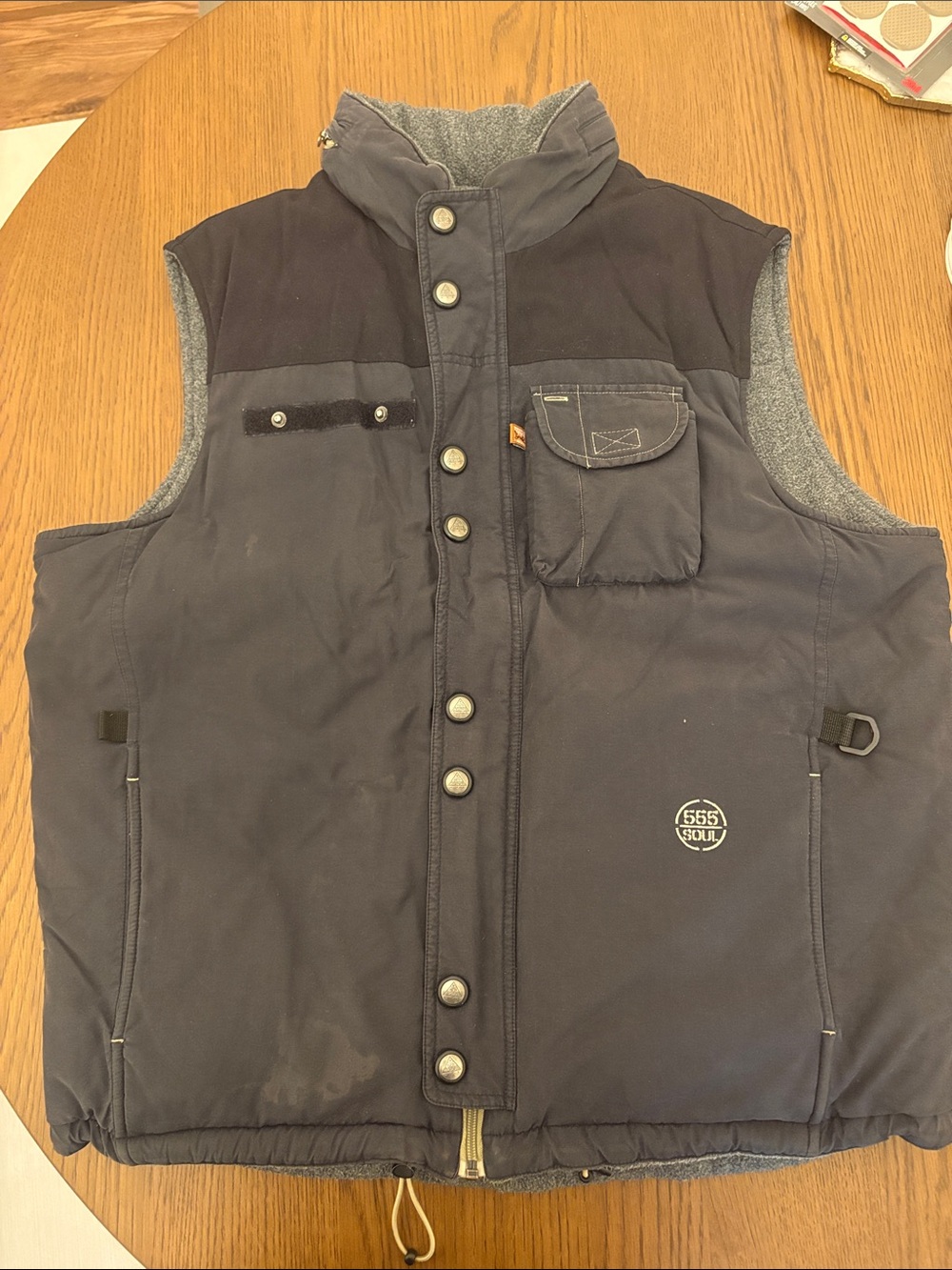 RARE Men's Triple Five Soul Puffer Utility Vest — has secret hidden compartment!